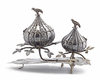 AN OTTOMAN SILVER INCENSE BURNER WITH PEAR-SHAPED BOXES