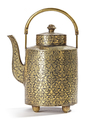A GILDED SILVER NIELLO TEAPOT AND COVER, SIAM, 19TH CENTURY