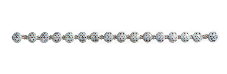 AN INDIAN SILVER BELT WITH ENAMEL,19TH CENTURY
