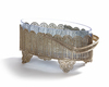 A SILVER FILIGREE BASKET WITH BLUE GLASS, 19TH CENTURY