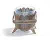A SILVER FILIGREE BASKET WITH BLUE GLASS, 19TH CENTURY
