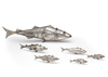 A SILVER SET OF 6 FISHES, INDIA, 19TH CENTURY