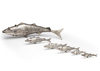 A SILVER SET OF 6 FISHES, INDIA, 19TH CENTURY