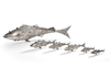 A SILVER SET OF 6 FISHES, INDIA, 19TH CENTURY