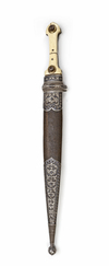 LARGE NIELLO SILVER-MOUNTED KINDJAL DAGGER – CAUCASUS, 19TH CENTURY
