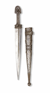 A NIELLO SILVER-MOUNTED KINDJAL DAGGER, CAUCASUS, 19TH CENTURY