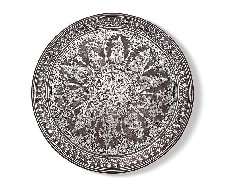 A SILVER-INLAID BIDRI PLATE DECCAN, INDIA, 19TH CENTURY