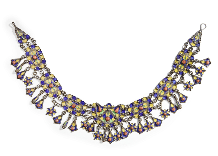 A KABYLIAN ENAMELLED NECKLACE, ALGERIA, 19TH CENTURY