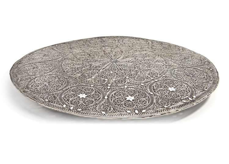 AN OTTOMAN SILVER FILIGREE TRAY, 19TH CENTURY