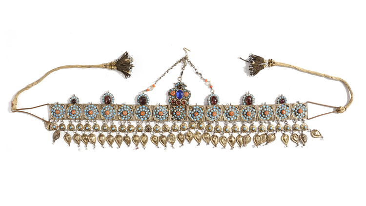 A TADJIK TILLA BARGHAK HEADBAND, 19TH CENTURY