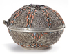 A SILVER OTTOMAN BOX INLAID WITH CORAL AND TURQUOISE, 19TH CENTURY
