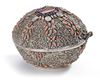 A SILVER OTTOMAN BOX INLAID WITH CORAL AND TURQUOISE, 19TH CENTURY