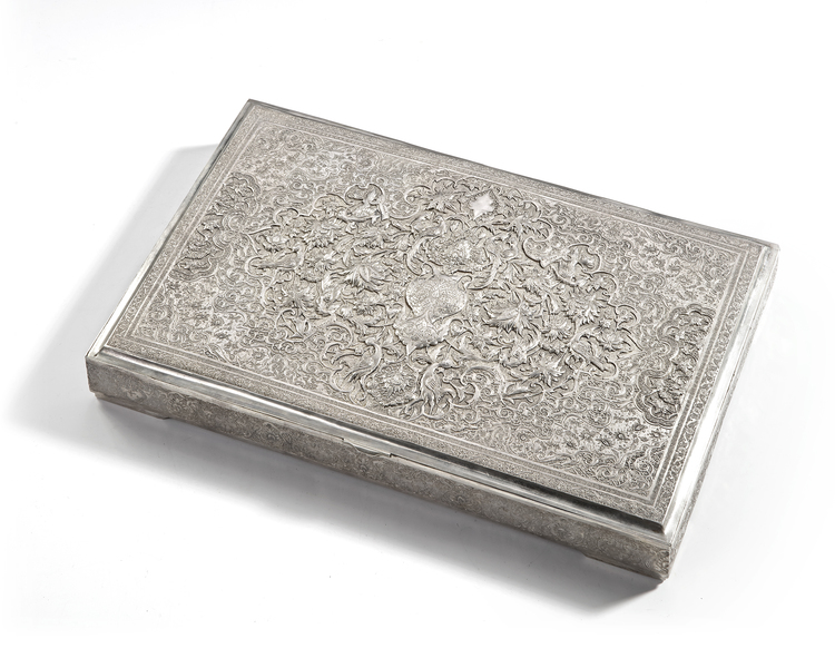 A SILVER BOX,  PERSIA, 19TH CENTURY