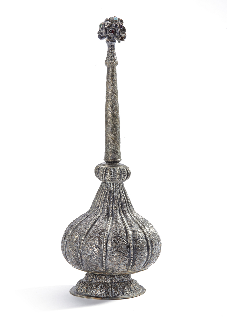 AN INDIAN SILVER ROSE WATER SPRINKLER, 19TH CENTURY