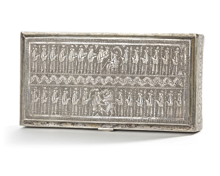 A PERSIAN SILVER BOX, 19TH CENTURY