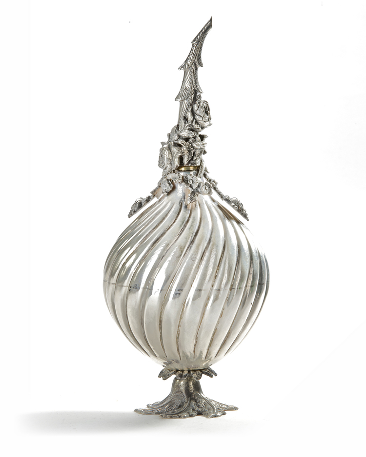 AN OTTOMAN SILVER ROSE WATER SPRINKLER, 19TH CENTURY