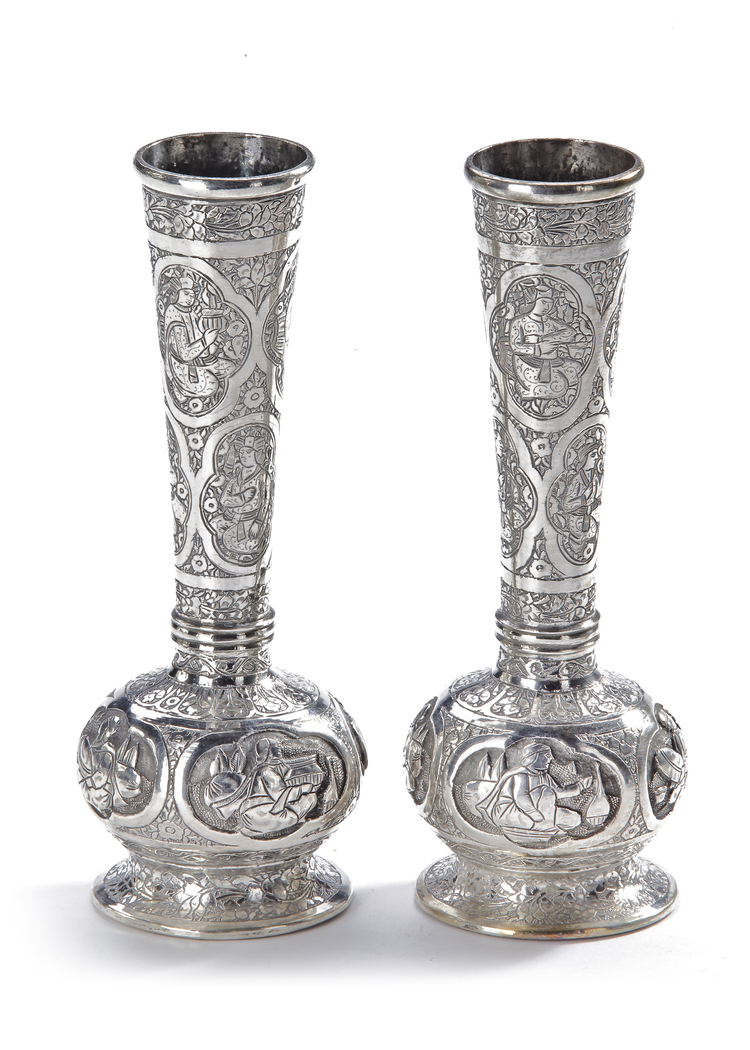 A PAIR OF SILVER VASES, PERSIA, 19TH CENTURY
