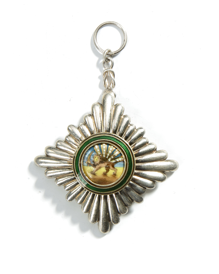 A PERSIAN SILVER AND ENAMEL MEDALLION, EARLY 20TH CENTURY