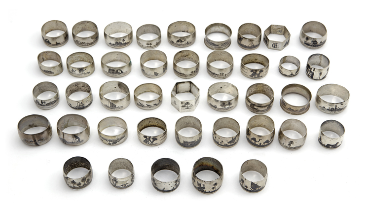 FORTY-ONE SILVER NAPKIN RINGS, IRAQ, EARLY 20TH CENTURY