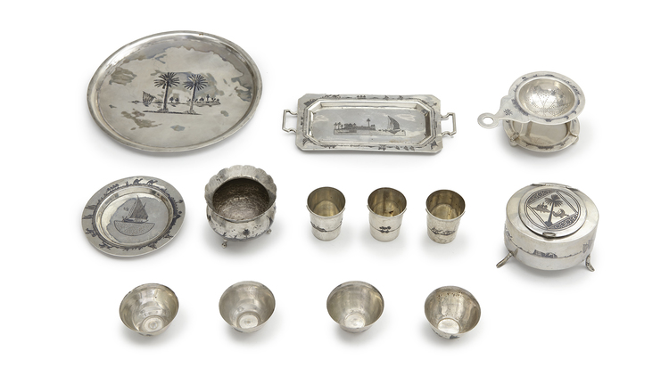SET OF THIRTEEN SILVER OBJECTS, IRAQ, EARLY 20TH CENTURY