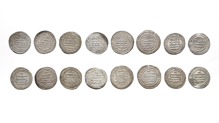 ABBASID, TEMP. AL-MUQTADIR (295–320 AH/ 908–932AD), EIGHT SILVER DIRHAMS, DATED