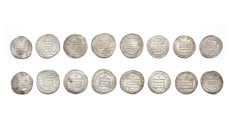 ABBASID, TEMP. AL-MUQTADIR (295–320 AH/ 908–932AD), EIGHT SILVER DIRHAMS, DATED