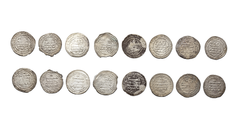 ABBASID, TEMP. AL-MUQTADIR (295–320 AH/ 908–932AD), EIGHT SILVER DIRHAMS, DATED