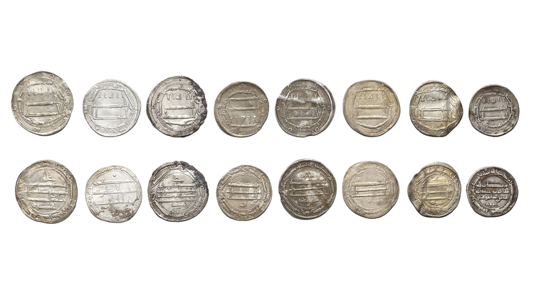 ABBASID, TEMP. HARUN AL-RASHID (170–193 AH/ 786–809AD), EIGHT SILVER DIRHAMS, DATED