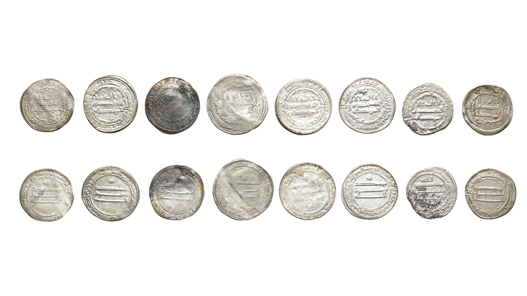 ABBASID, TEMP. AL-MA'MUN (198–218AH/ 813–833AD), EIGHT SILVER DIRHAMS, DATED