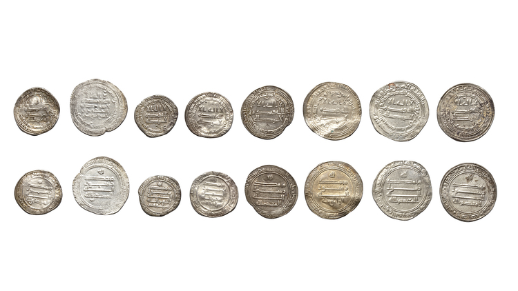 ABBASID, DIFFERENT CALIPHS, EIGHT SILVER DIRHAMS, DATED