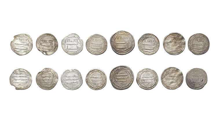 ABBASID, TEMP. AL-MANSUR (136–158 AH/ 754–775AD), EIGHT SILVER DIRHAMS, DATED