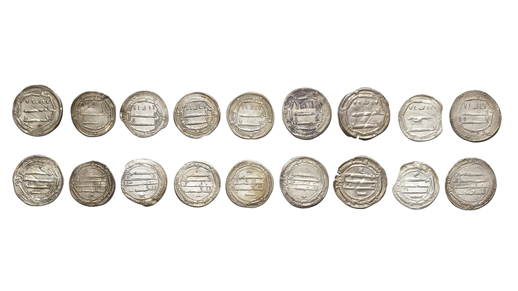 ABBASID, TEMP. AL-MAHDI (158–169 AH/ 775–785AD), NINE SILVER DIRHAMS, DATED