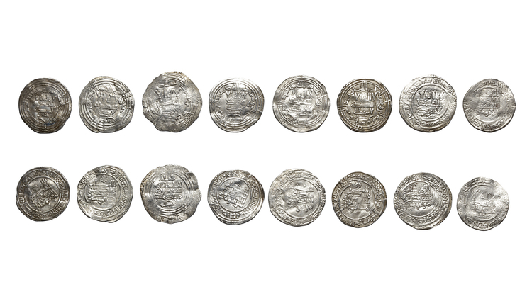 UMAYYAD OF SPAIN, TEMP. ABD AL-RAHMAN III (300–350 AH/ 912–961AD), EIGHT SILVER DIRHAMS, DATED