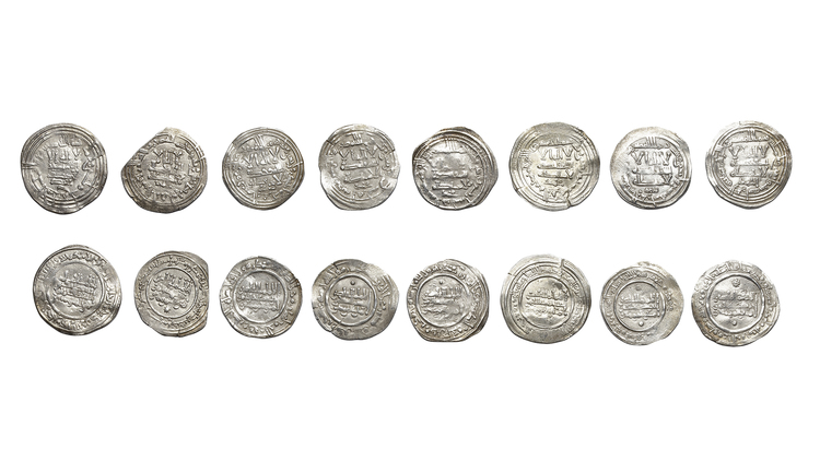 UMAYYAD OF SPAIN, TEMP. ABD AL-RAHMAN III (300–350 AH/ 912–961AD), EIGHT SILVER DIRHAMS, DATED