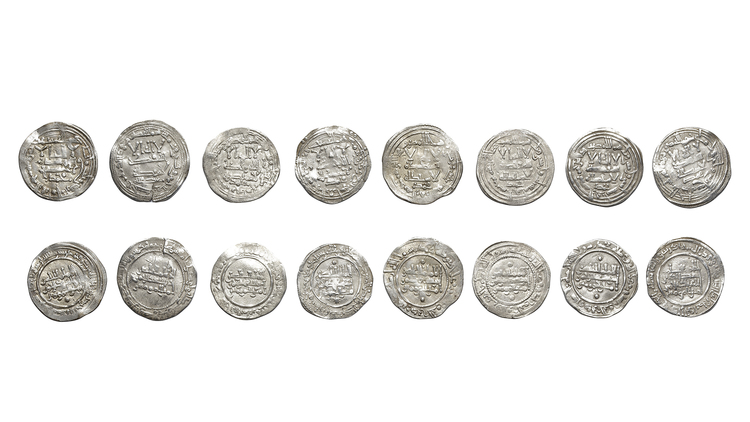 UMAYYAD OF SPAIN, TEMP. ABD AL-RAHMAN III (300–350 AH/ 912–961AD), EIGHT SILVER DIRHAMS, DATED