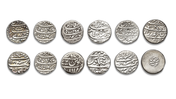 DURRANI, DIFFERENT RULERS, SIX SILVER COINS, DATED