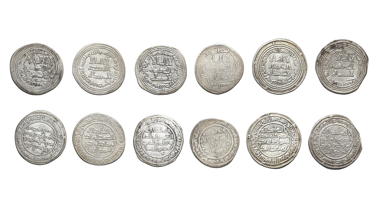 UMAYYAD, TEMP.  WALID BIN ABD AL-MALIK (86–96 AH / 705–715), SIX SILVER DIRHAMS, DATED.