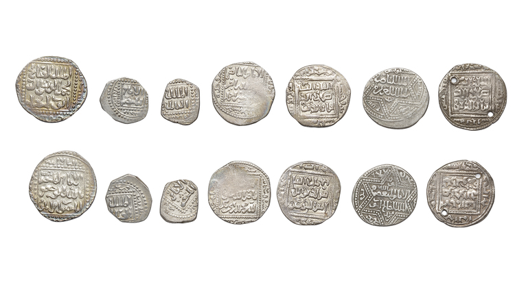 AYYUBID DYNASTY ( 569-647AH/ 1174-1250AD), DIFFERENT RULERS, EIGHT SILVER DIRHAMS, DATED