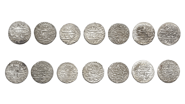 SAFAVID, TEMP. SULTAN HUSAYN(1105–1135 AH/1694–1722AD), SEVEN SILVER COINS, DATED