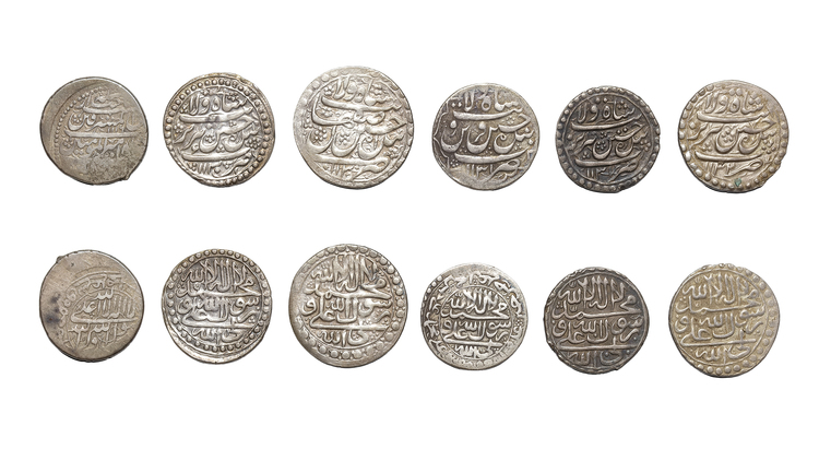 SAFAVID, TEMP. SULTAN HUSAYN(1105–1135 AH/1694–1722AD), SIX SILVER COINS, DATED