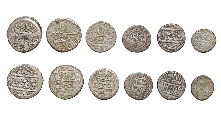 SAFAVID, DIFFERENT RULERS, SIX SILVER COINS, DATED