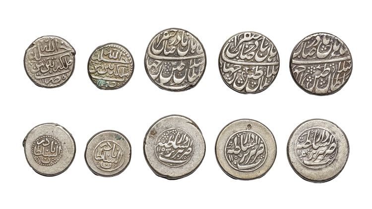 AFSHARID, TEMP. NADER SHAH AFSHAR(1148–1160AH/ 1736–1747AD), FIVE SILVER COINS, DATED