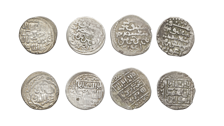 ILLKHANID, ABAQA AND ARGHUN, FOUR SILVER DIRHAMS, DATED