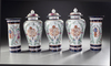 A SAMSON PORCELAIN CHINESE FAMILLE ROSE STYLE FIVE-PIECE GARNITURE, 19TH CENTURY
