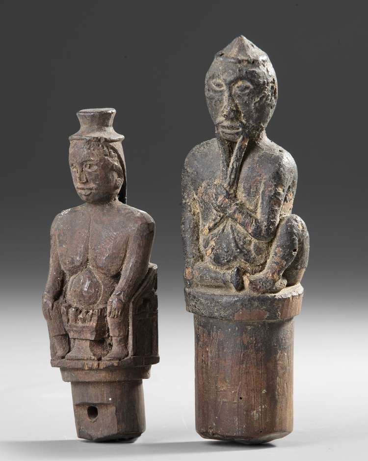 Borneo. Two Dayak lids/stoppers. Collected by Jac Hoogerbrugge in the 1950’s.