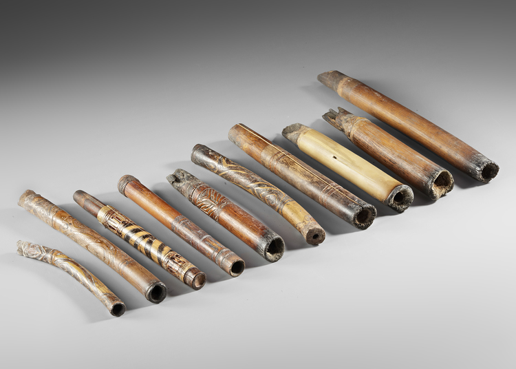 Collection of 10 smoking pipes. All collected by Jac Hoogerbrugge in the 1960’s in North Papua, around Sentani and Waris.