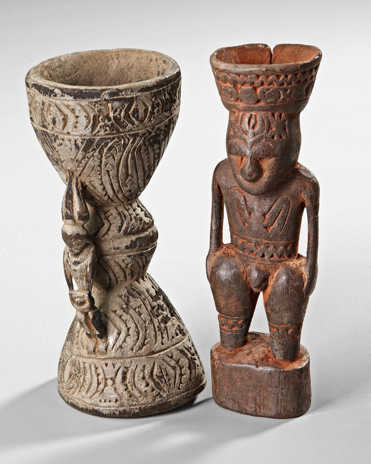 Two Sepik betel nut mortars.