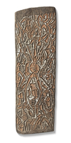 Asmat panel in relief with typical motifs. Collected in the 1970’s by Jac Hoogerbrugge.