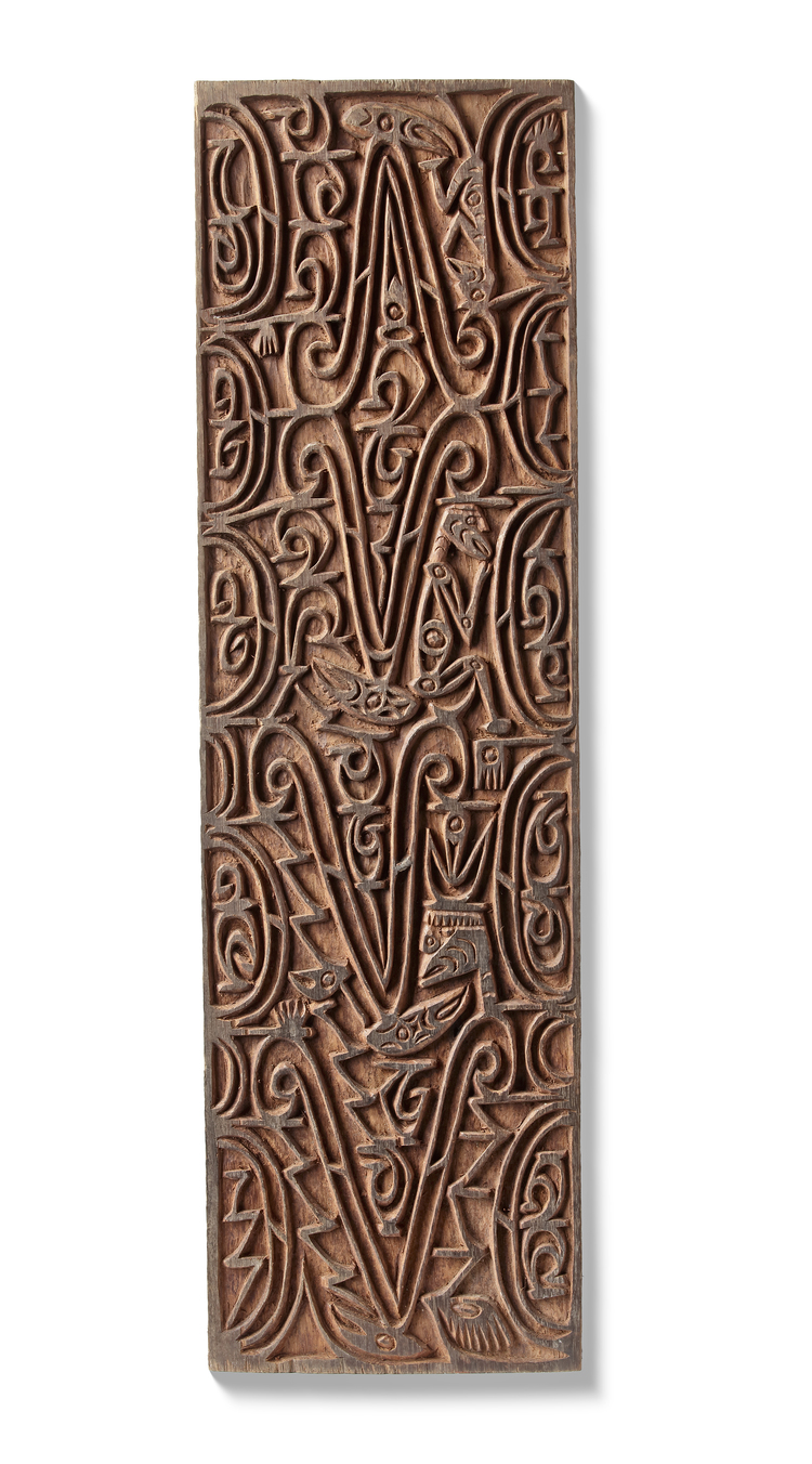 Amat panel in relief with typical motifs. Collected in the 1970’s by Jac Hoogerbrugge.