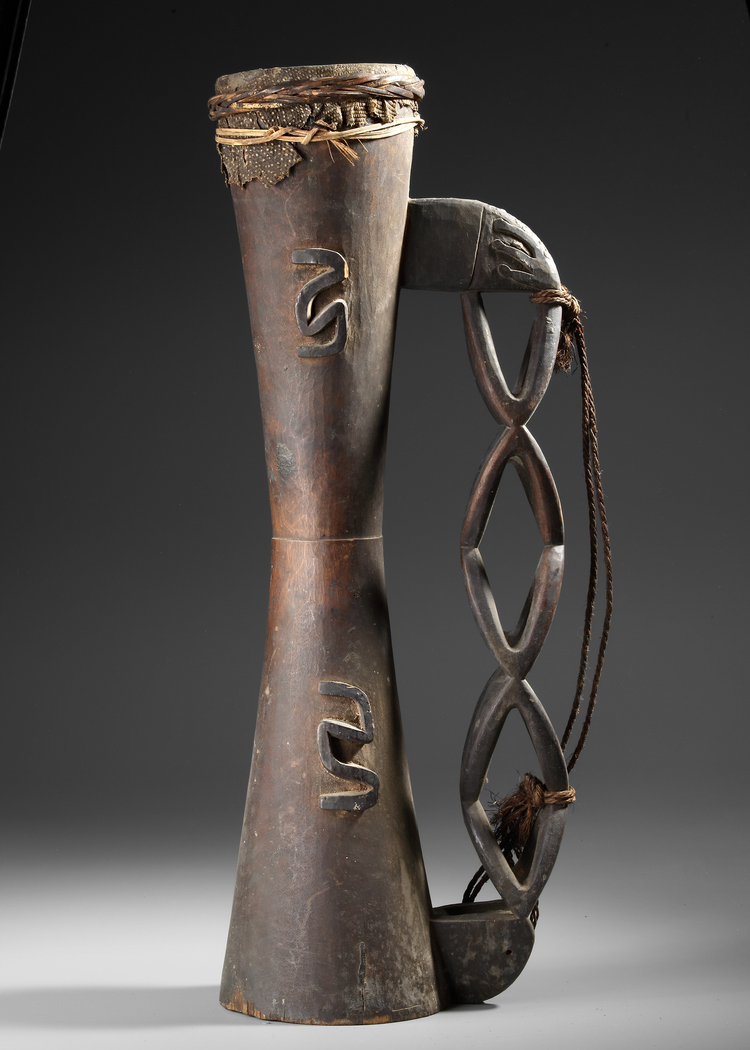 Asmat drum. Collected by Jac Hoogerbrugge in the 1960’s. From the village of Atsj